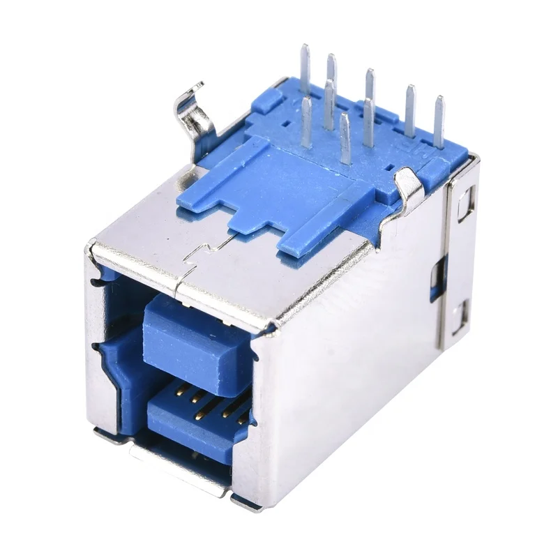9 Pin Horizontal Type USB 3.0 Type-B Female DIP 90 Degree Connector Ports Socket