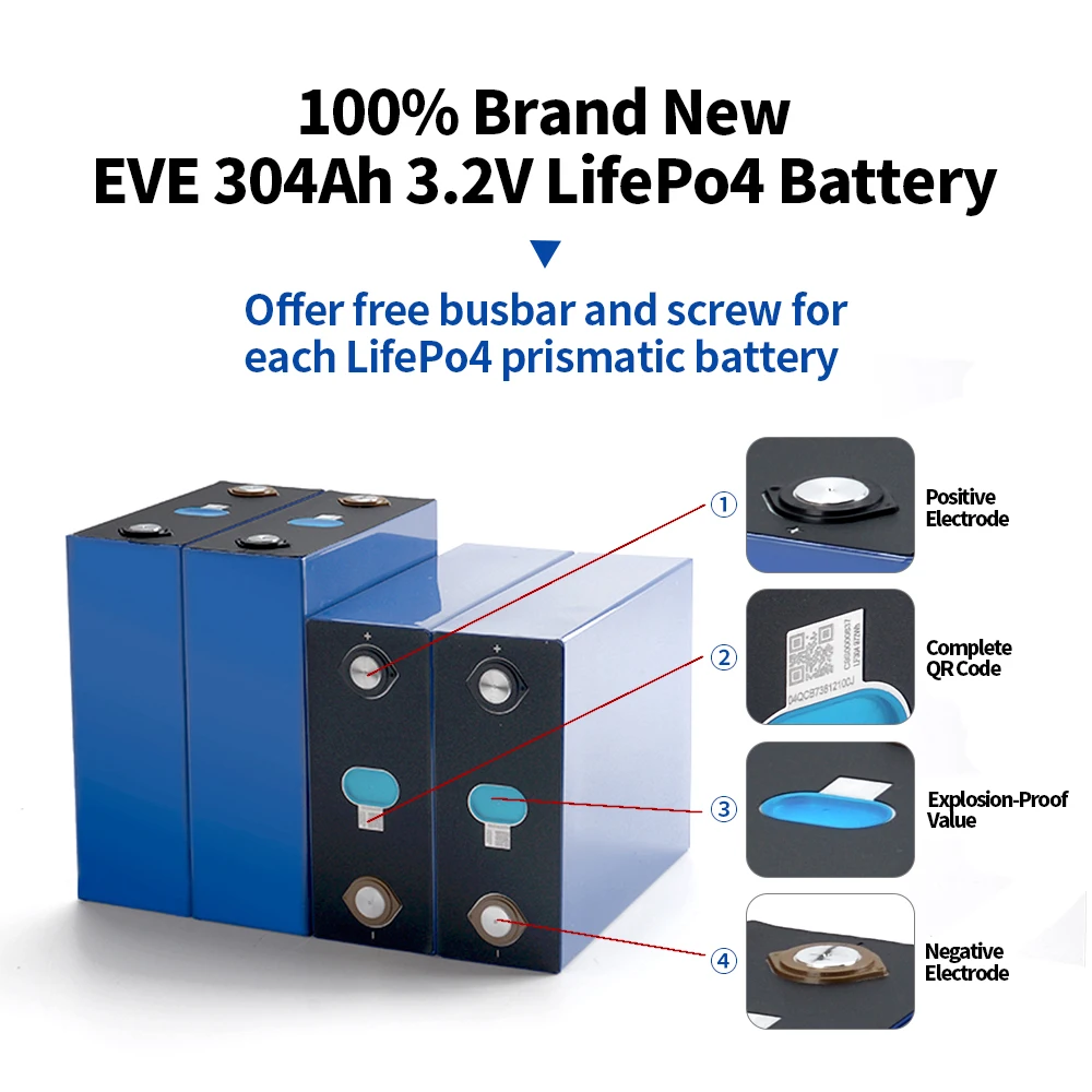 EU Stocks EVE LF304 Lifepo4 304AH Grade A 320ah lifepo4 battery 310ah lithium ion batteries Cell DDP terms FREE shipping