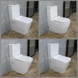 Bathroom sets sanitary ware P trap square shape water closet commode cheap  back to wall rimless two piece wc toilet