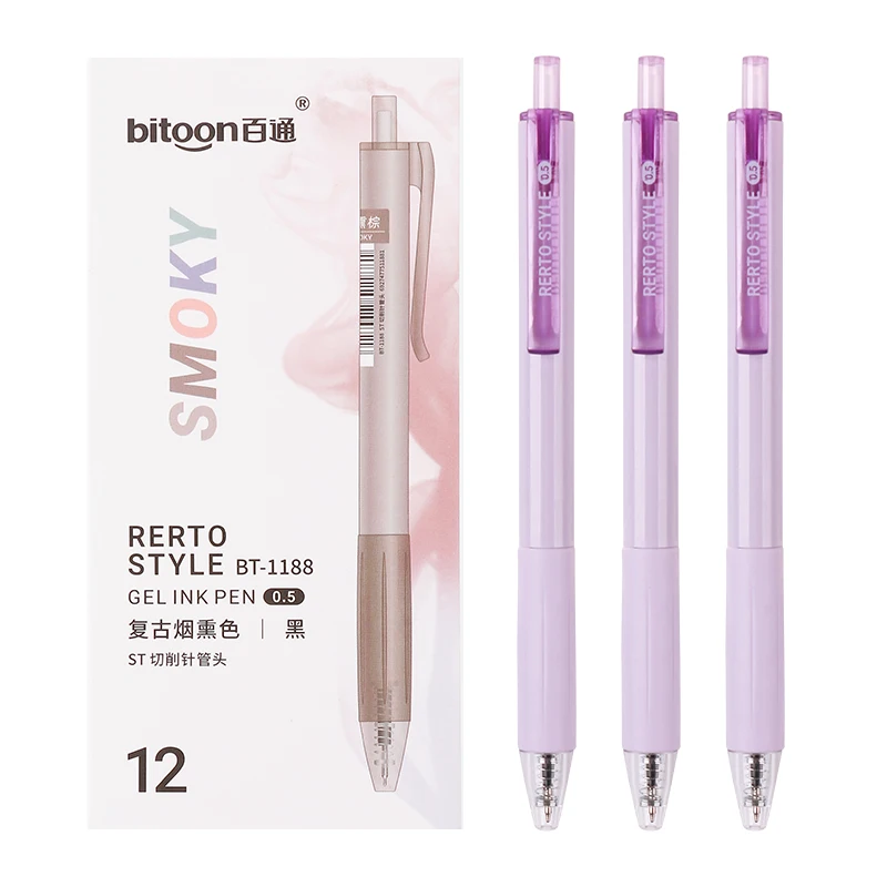 Factory Supplier Eco-Friendly Office Stationery Gel Pen 0.5mm Black Ink Colorful Plastic Shell Retractable Needle Tip