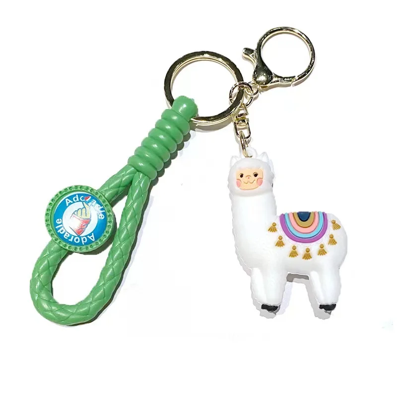 keychain accessories wholesale pvc rubber 3d cute kawaii cartoon anime keychain lama keychain