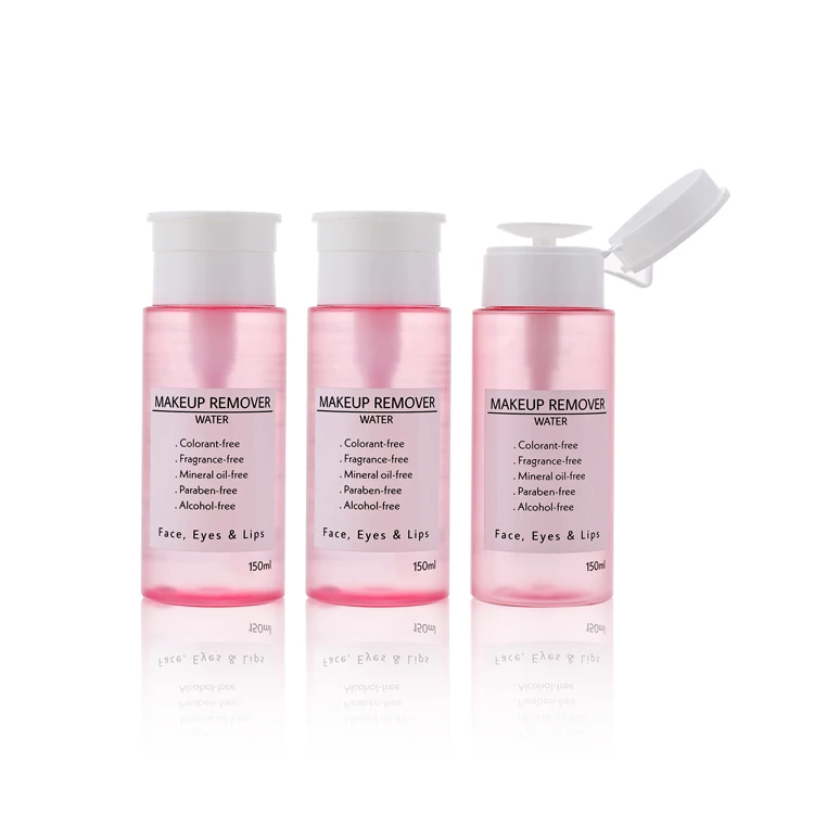 Cosmetic push press down pp plastic empty skin toner liquid nail polish eye makeup cleanser and remover pump dispenser bottle