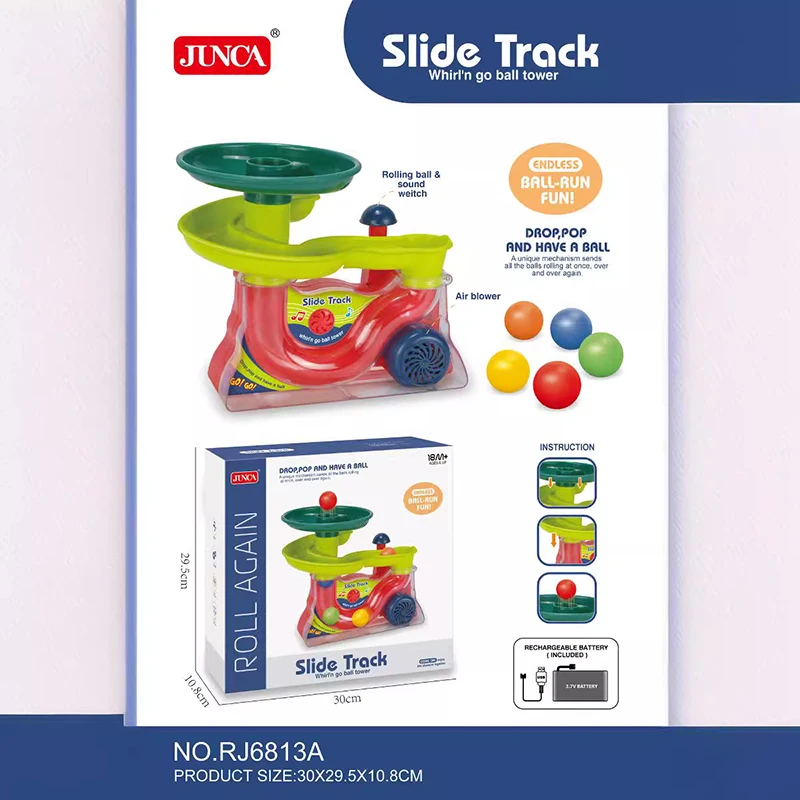 Baby Puzzle Track Turn Around Track Rolling Ball Mental Sliding Ball Tower Education Assembling Toy Gift Stacking Toy for Kids