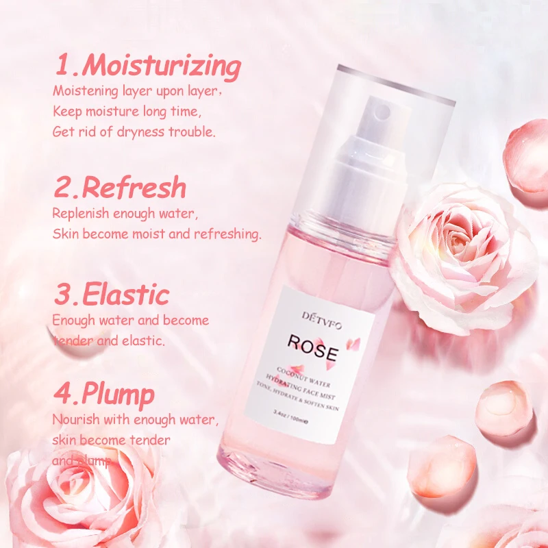 Private Label Moisturizing Skin Care Skincare Natural Organic Pure Rose Water Facial Mist Face Toner Spray For Face