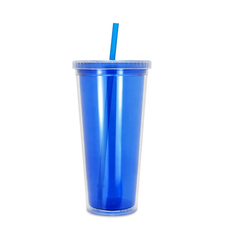 Lincond Hot Sale BPA Free Tritan 16oz Plastic Double Wall Tumbler Cup With straw