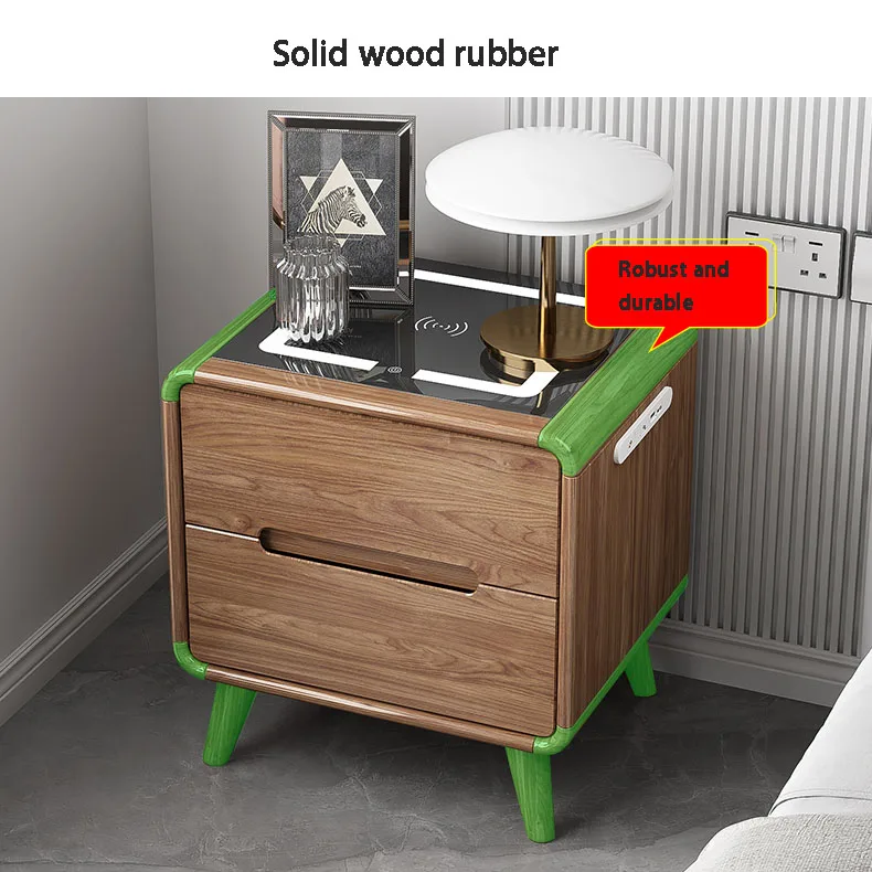 New Chinese smart bedside table bedroom storage cabinet with lamp simple rechargeable storage cabinet