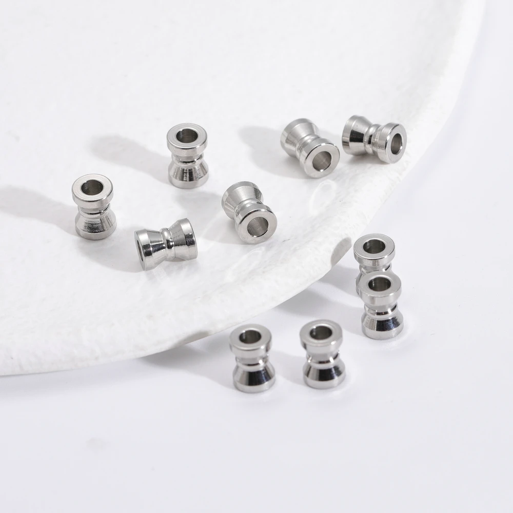 Hourglass Shape Silver Color Tibetan Silver Loose Stainless Steel Spacer Beads Lot for Jewelry Making DIY Crafts Findings