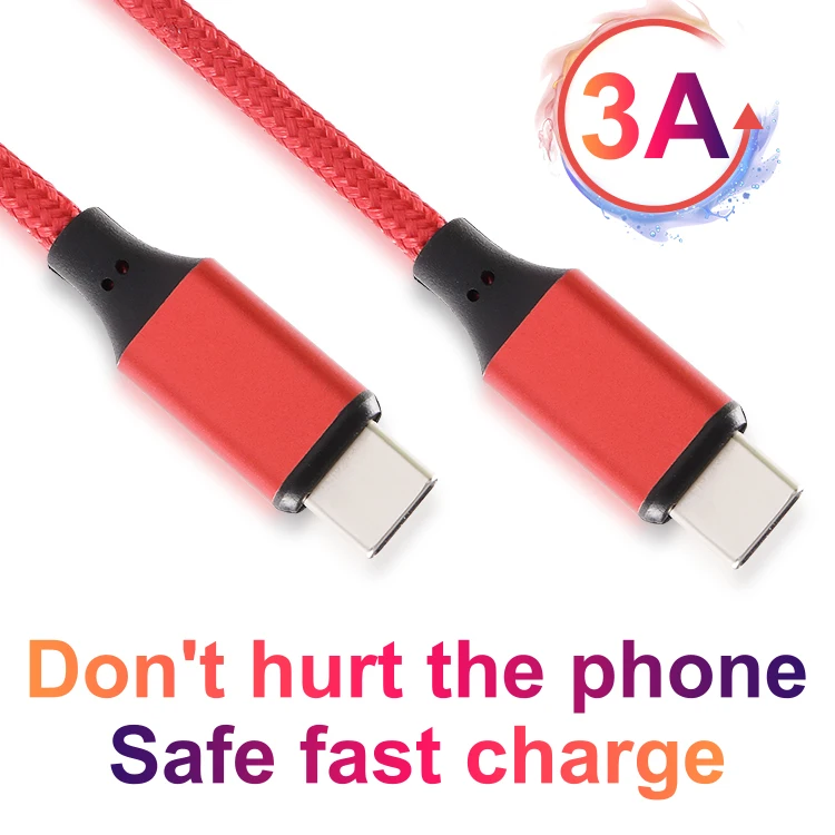 
usb 2.0 1m 3m durable type c super fast charging cord wholesale nylon charger data cable 