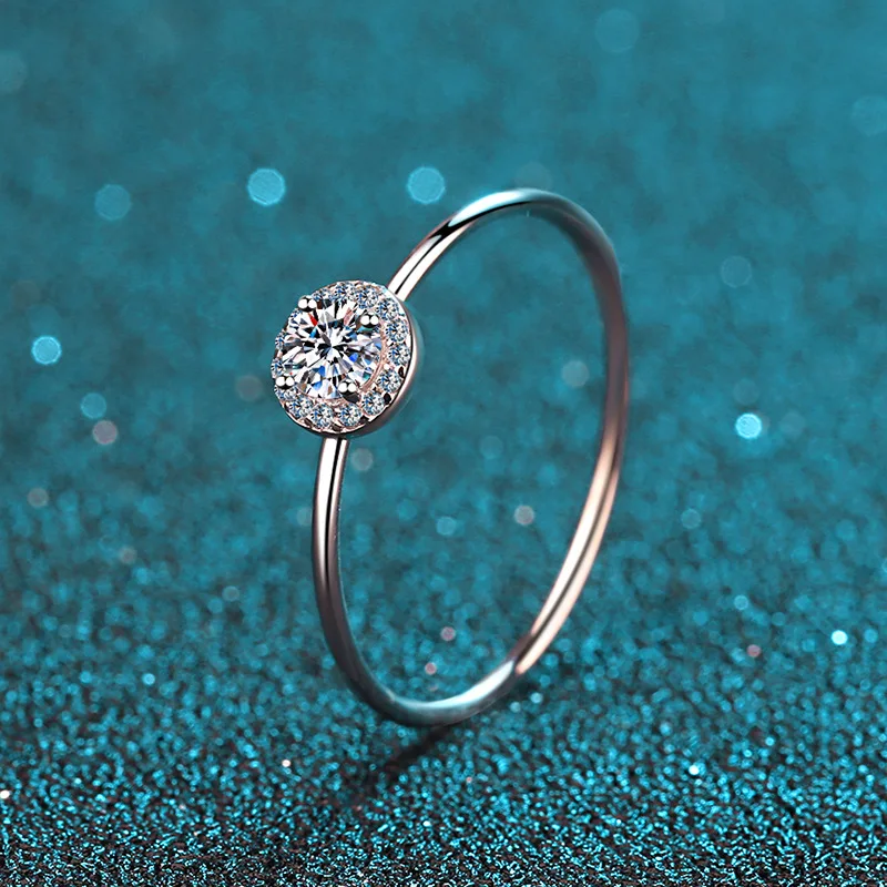 Hot Selling Woman Dainty Jewelry Chakra Platinum Plated Sterling Silver 925 Moissanite Diamond Rings For Girls