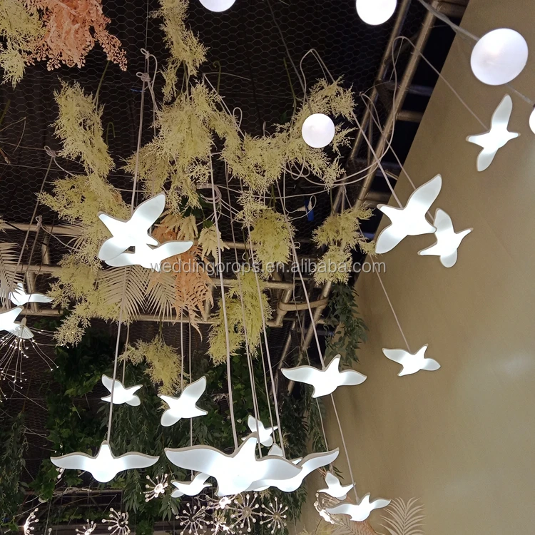 Fashion Wedding Ceiling Decoration Acrylic White Birds with Led Lights