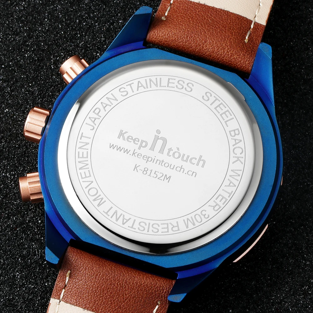 Оптовая продажа, мужские водонепроницаемые повседневные Роскошные Кварцевые наручные часы с кожаным ремешком Keep In Touch