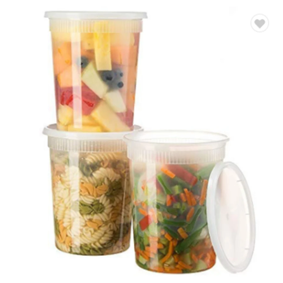 16 oz Plastic Deli Container With Lids For Food 8 oz Round Jars