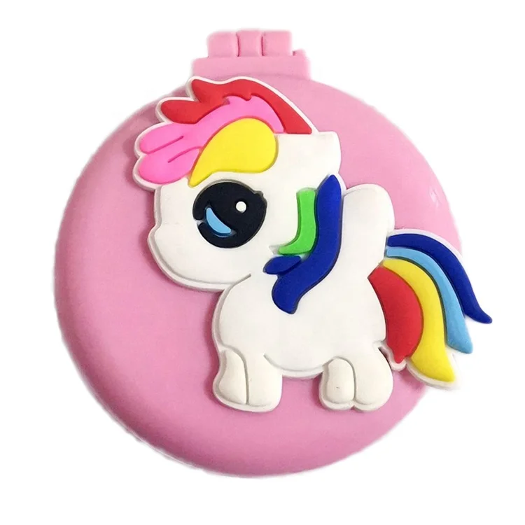 Unicorn Panda Small Comb for Promotion Gift Kids Folding Brush with Mirror Cute Cartoon Pocket Comb Foldable Mirror Brush