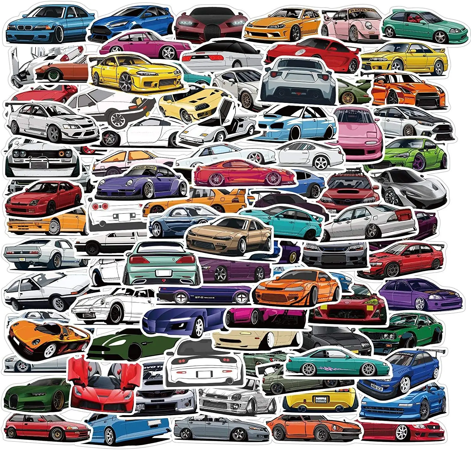 Die cut vinyl stickers Sports car Racing Sticker personalized kids sticker anime racing car design kids learning car decals