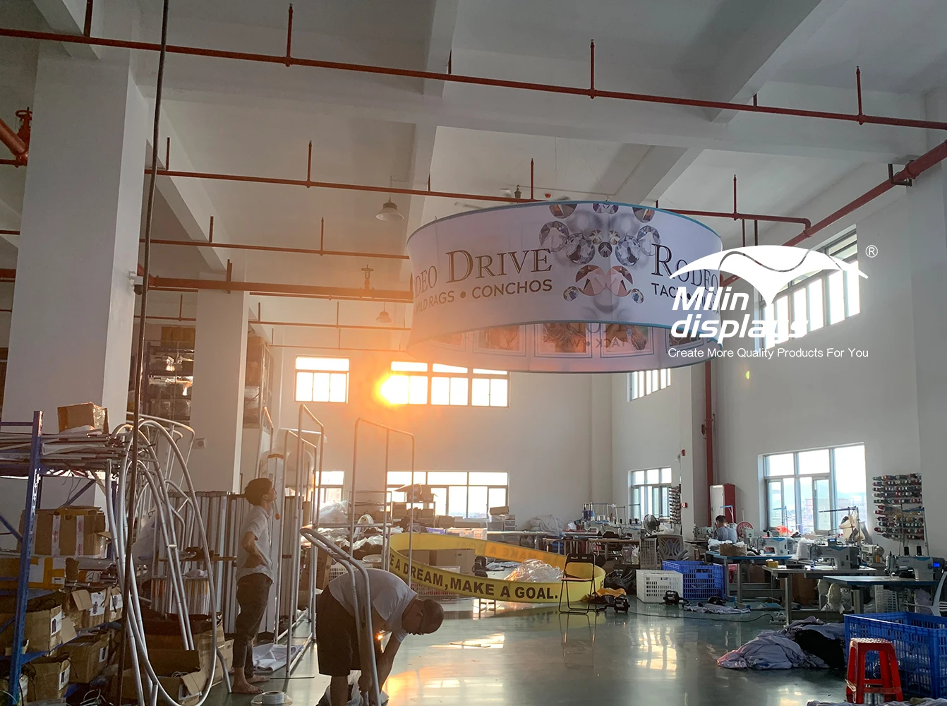 Round Sky Box Advertising Display Hanging Sign For Trade Show Events Circle Ceiling Hanging Banner