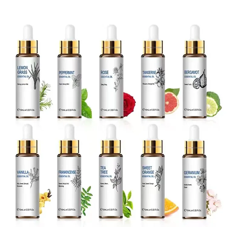 Orange Tea Tree Essential Oils 10ML Diffuser Aroma Oil Eucalyptus Vanilla Bergamot Lemongrass Rosemary Chamomile Oil