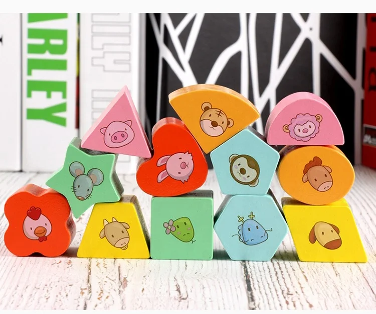 wholesale multifunction kids education Wooden Toy Cube Shape color sorter for baby AT12136