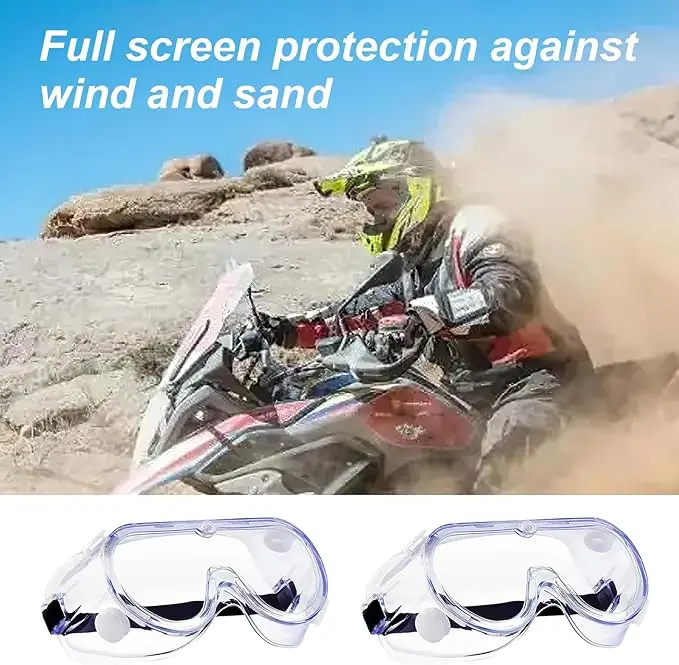 Wide-Vision Adjustable Chemical Splash Eye Protection Soft Lightweight Eyewear Clear Lens Anti-Fog Protective Safety Goggles