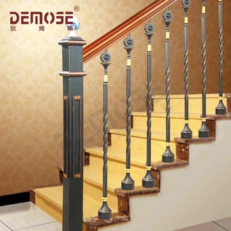 outdoor forged iron railings stairs newels column and wooden handrails