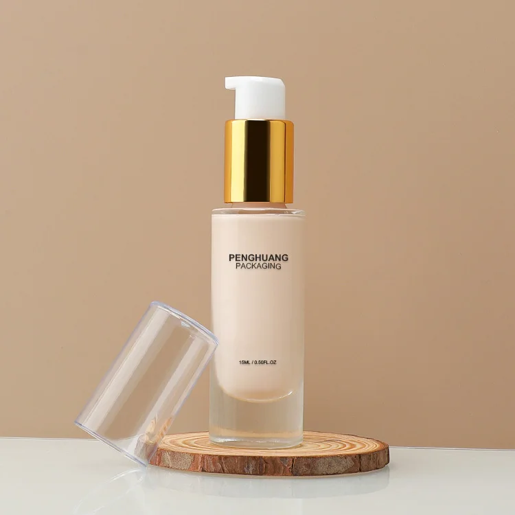 Refillable Glass Foundation Bottle Pump Press Bottle Sample Travel Cosmetic Container Dispenser for Skincare Packaging