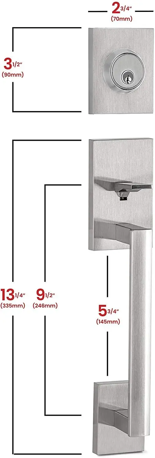 Solid Zinc Alloy Brass Cylinder Mortise Front Main Door Handle Entrance Door Lock