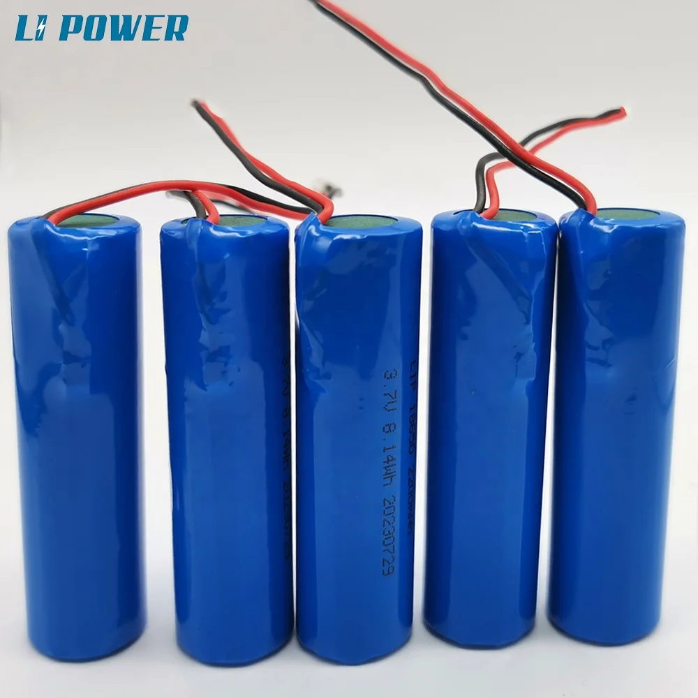 round  Cylinders 18650 2200mAh Rechargeable li ion Lithium 3.7V 18650 battery with BMS cable connector