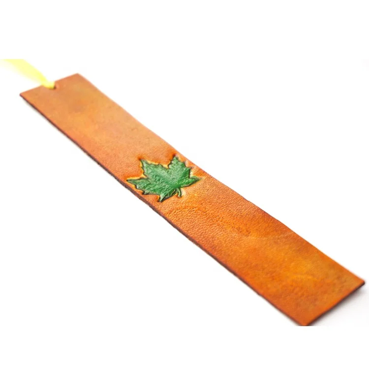 
Maple Leaf Bookmark Leather Handmade Leaf Custom Embossed Leather Bookmarks 