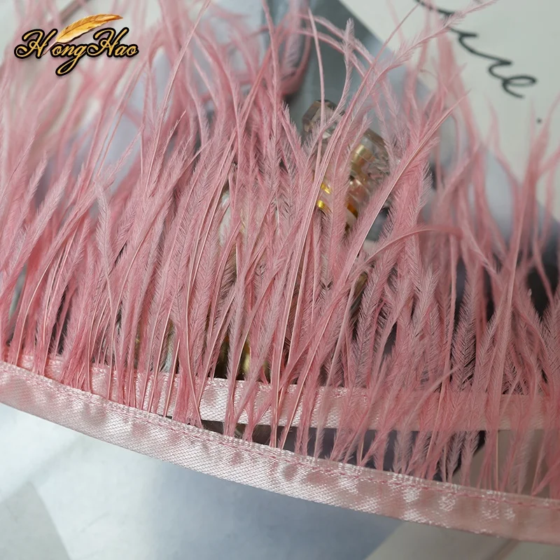 Dyed Ostrich Feather Ribbon Trims for Garments Skirts Dresses-Factory Direct Fringe Trim and Fringe Ostrich Feathers