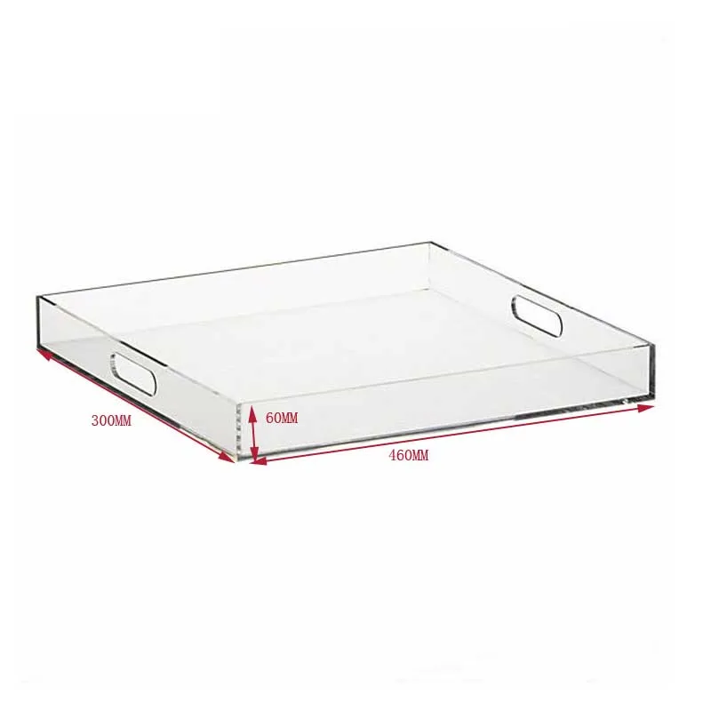 Factory Directly Sales Clear Rectangle Acrylic Trays with Handle Wholesale