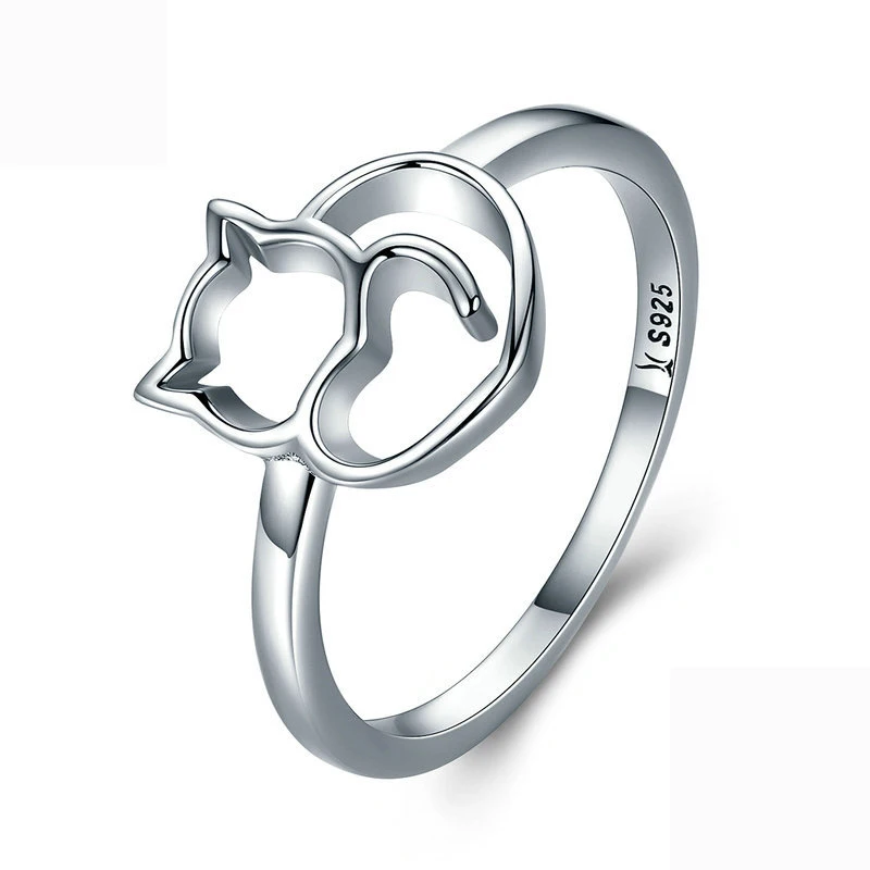 925 Sterling Silver Cat Ring Fashion Jewelry Mujer Anillos Plata