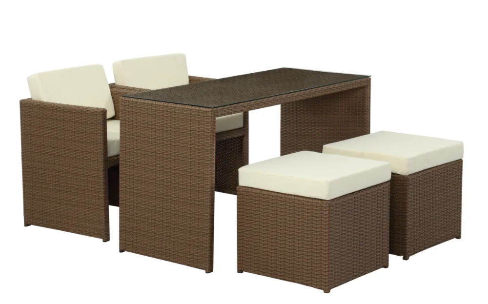 Top selling Patio Decoration NEW rattan wicker certification restaurant dining table and chairs furniture set
