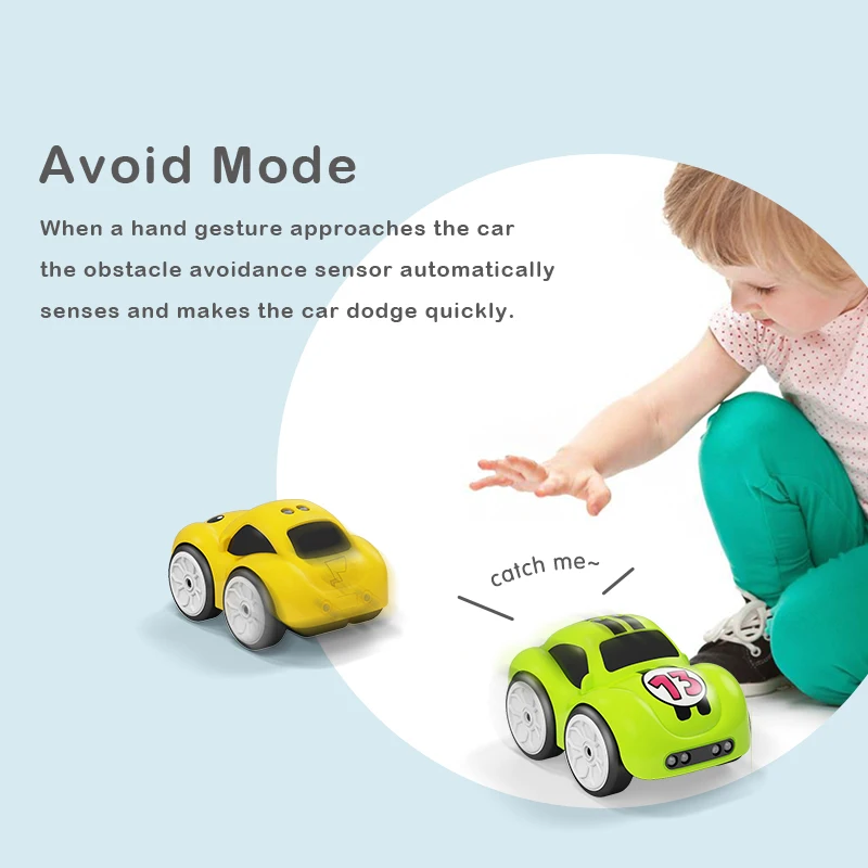2.4ghz patrol pattern avoid mode usb charge cute size rc mini car for kids 60 mins playing time