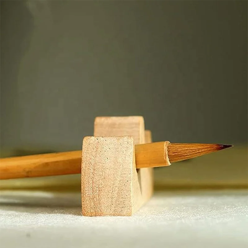 Classic Chinese Writing Brush Rest Stand Wooden Calligraphy Brush Holder for Beginning Calligraphy Practice Painting