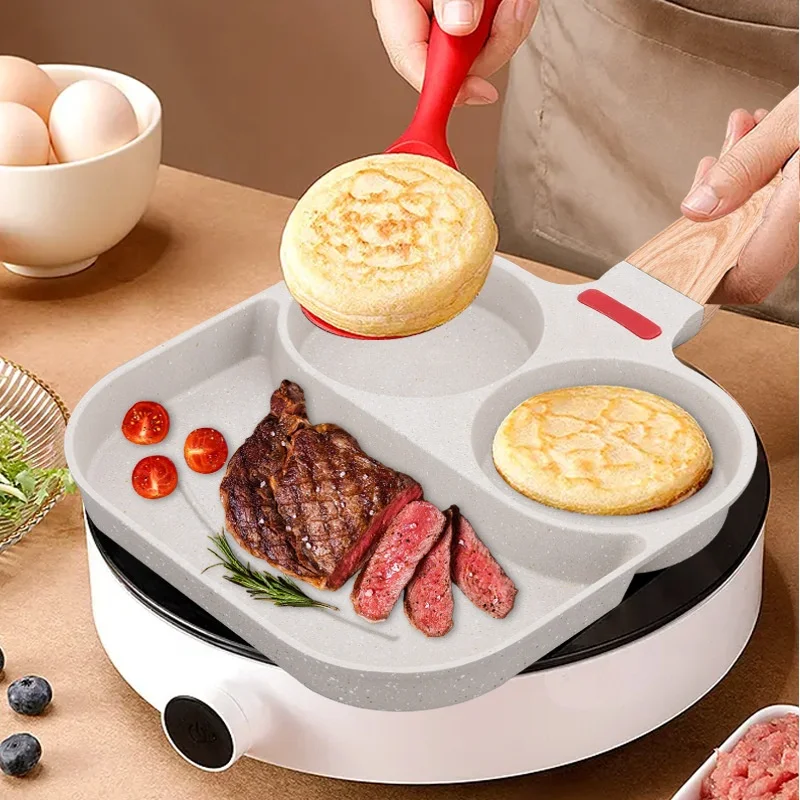 3 In 1 Kitchen Frying Pot Pan Thickened Omelet Pan Nonstick Egg Pancake Hamburg Steak Cooking Pan Breakfast Maker Cookware