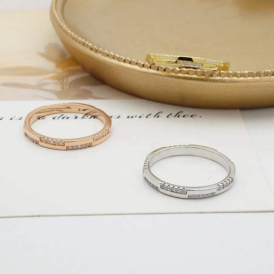 Wholesale solid silver jewelry 100% genuine 925 silver ring with CZ stones 3 piece rings