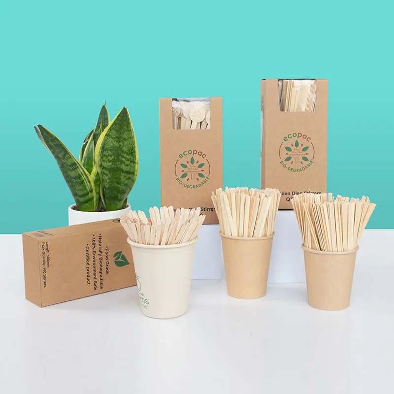 Wholesale High Quality Disposable Wood Stirrer Birch Wood Coffee Bamboo Coffee Stirrers