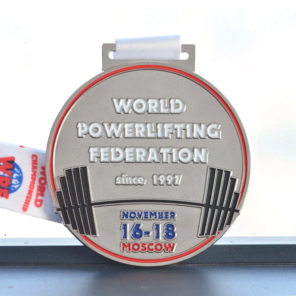 Zhongshan Factory production Die casting Sport Day metal award embossed Powerlifting Metal Medal