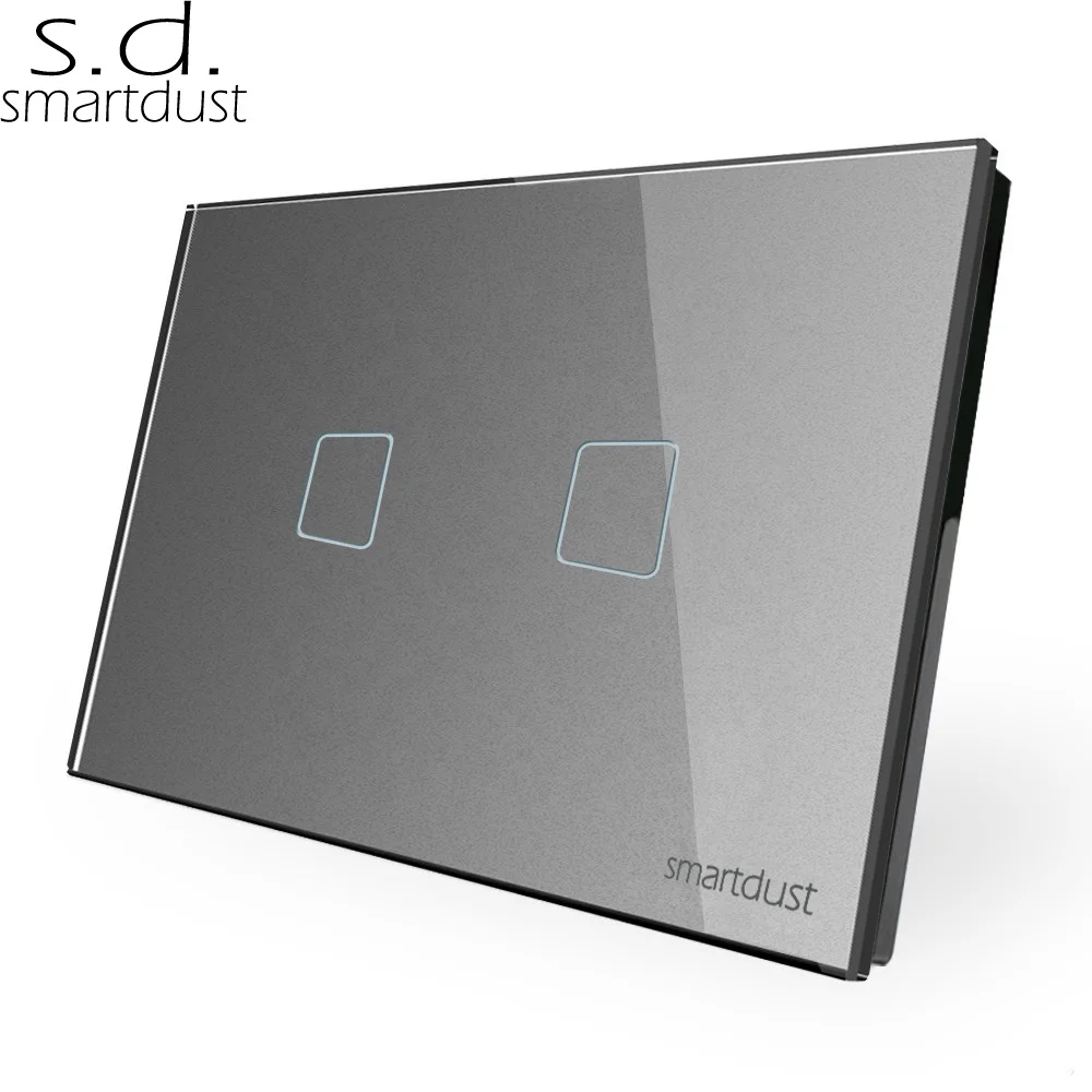 Smartdust нам Перу стекло 2 Gang Tuya приложение EWelink управление без нулевой провод настенный светильник сигнализации умный дом прерыватель сенсорный переключатель