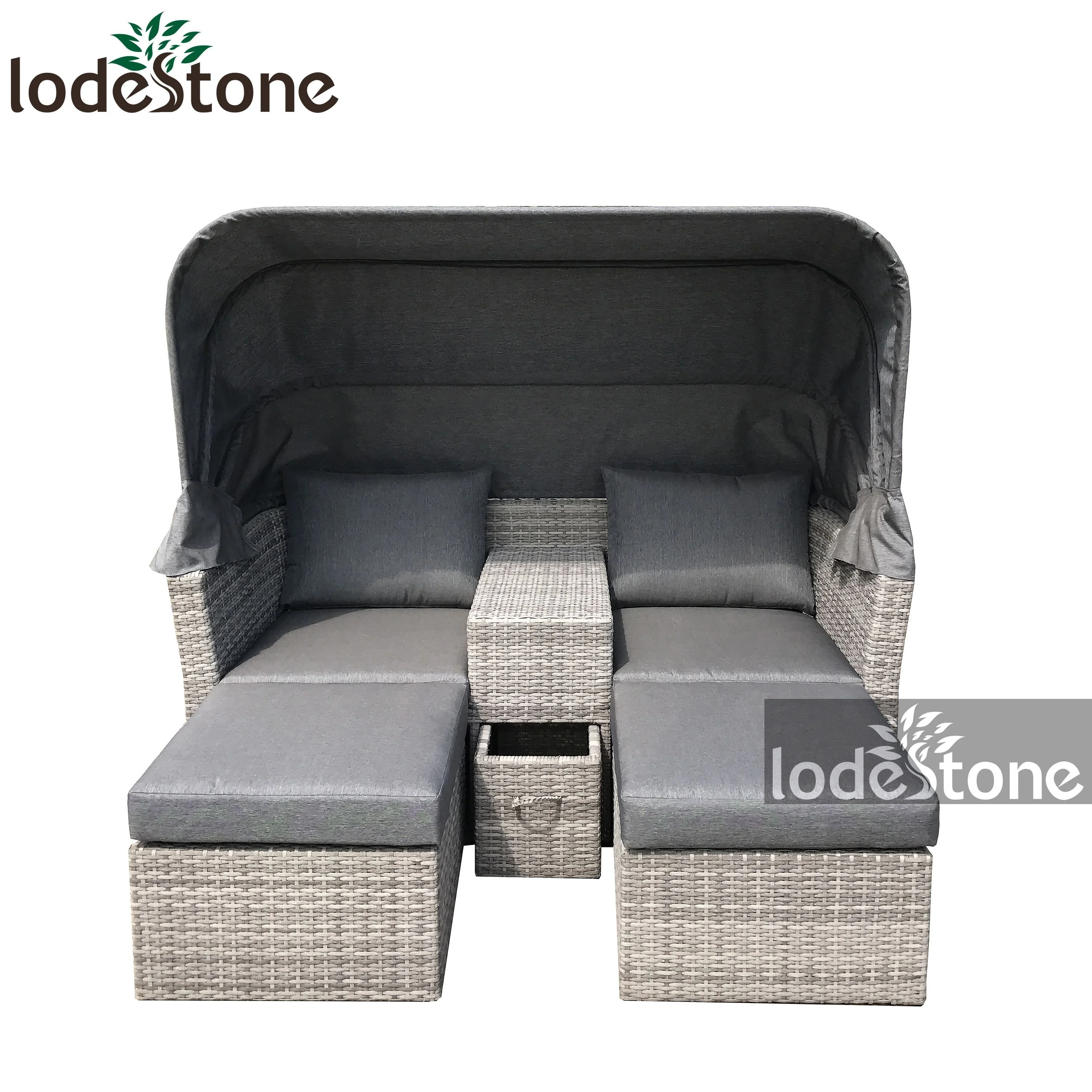 Hot selling ambia garden furniture outdoor rattan sofa with canopy