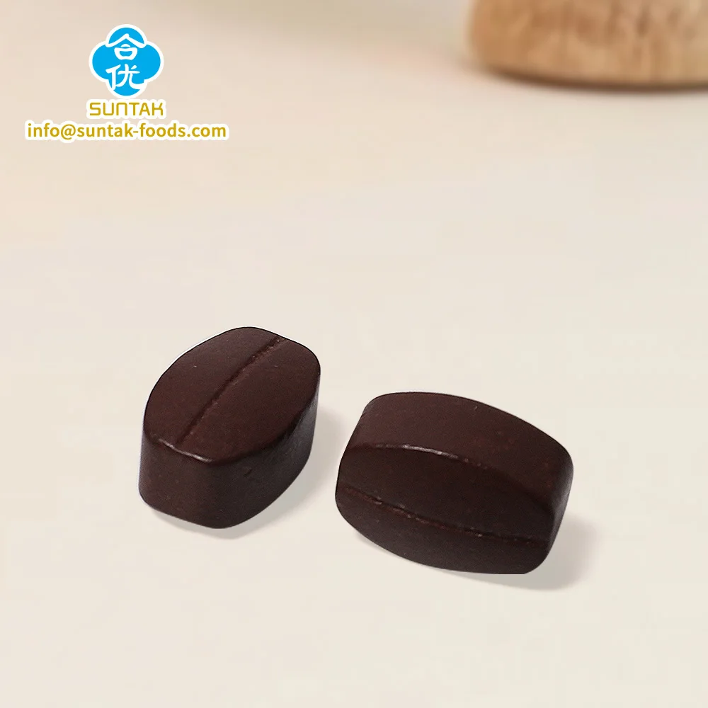 Hot Selling Private Label Vegan Halal Instant Coffee Bean Candy Flavor Confectionery Products Chewable Tablets Coffee Candy