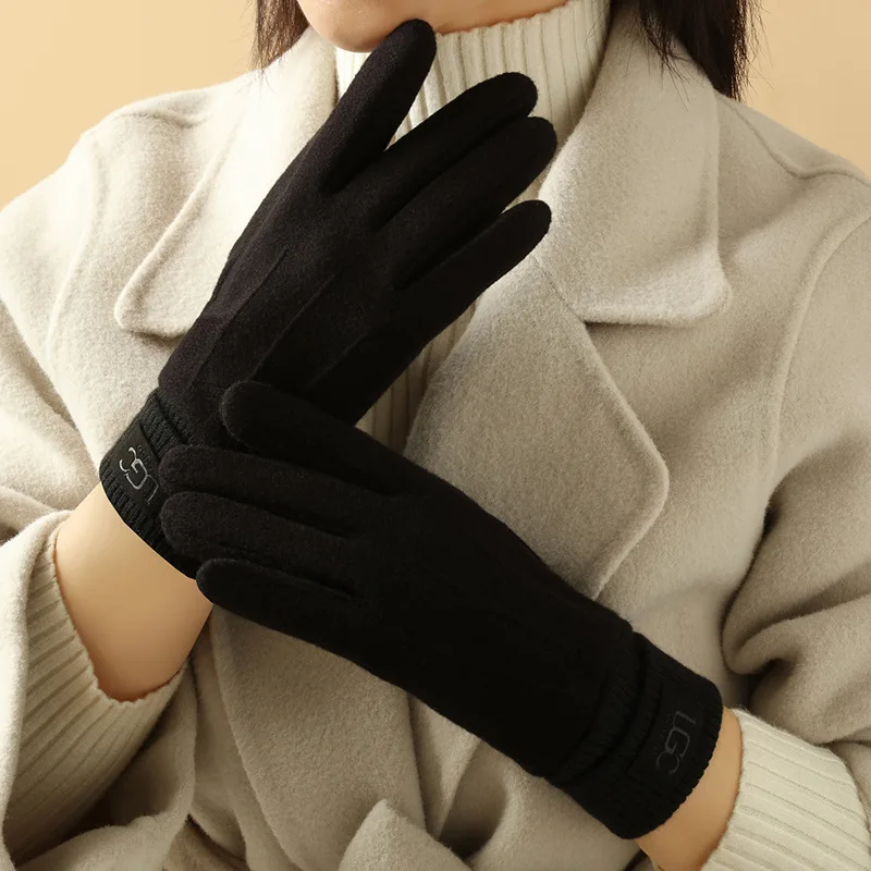 cashmere men women gloves, windproof  touch screen for winter cycling, outdoor sports, cold and warm, thickened gloves