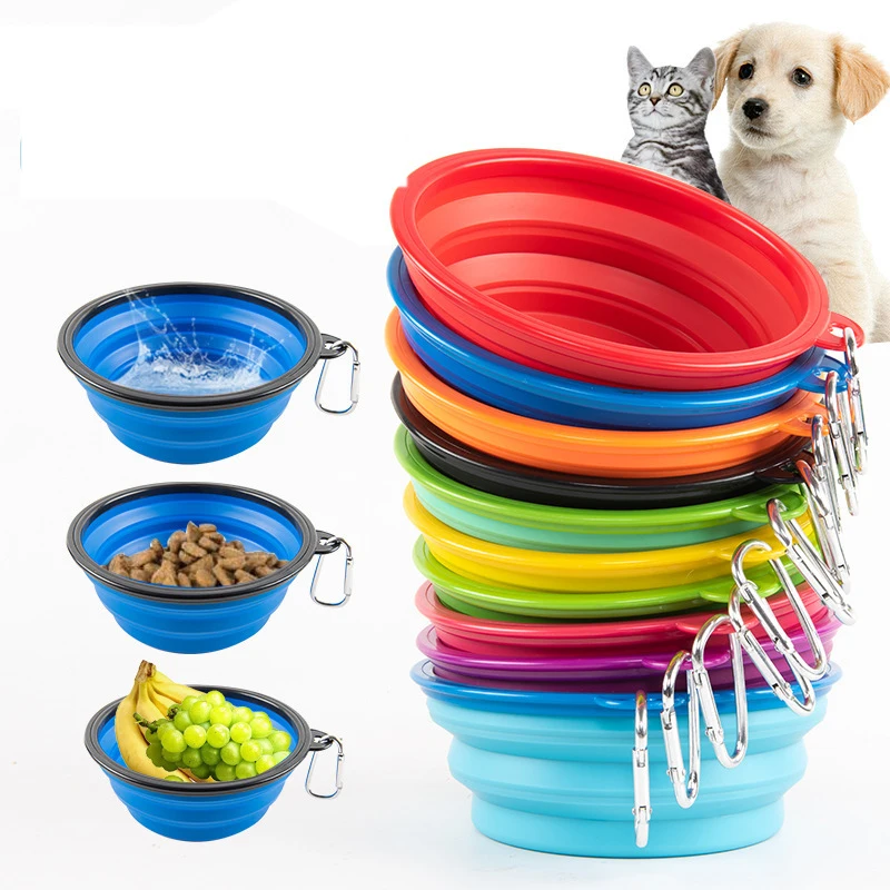 Portable Puppy Dog Bowl Pet Collapsible Slow Feeding Bowl Feeding/Regular Bowl  Foldable Dish for Dogs Cat Drop