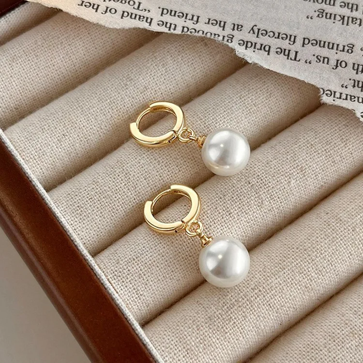 zooying  Simple high-grade sense small sweet temperament with pearl earrings pendant silver needle