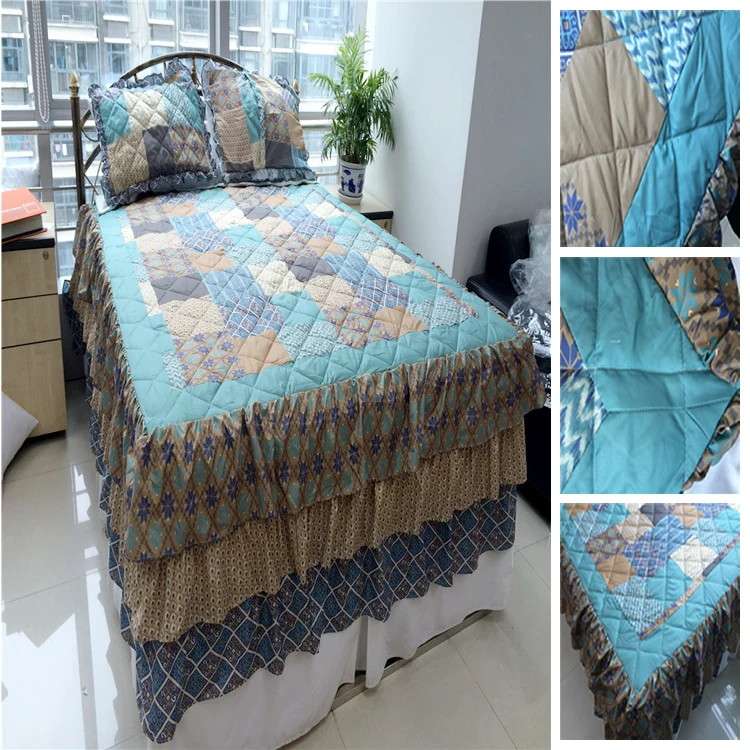 Hot sell bed sheet patchwork quilt printed bedding set