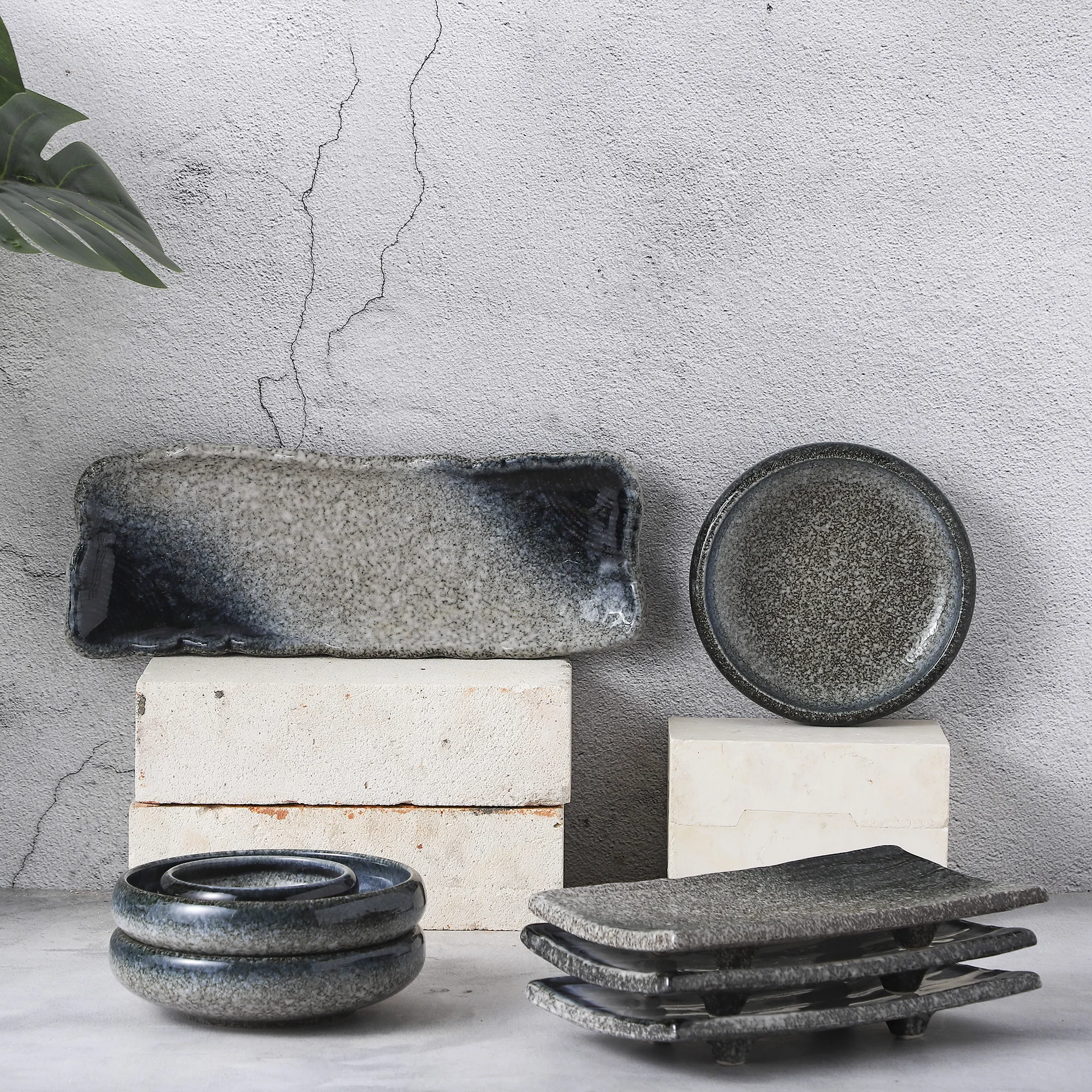 Japanese cuisine ceramic sushi bar tableware&stoneware sushi plate E466-4