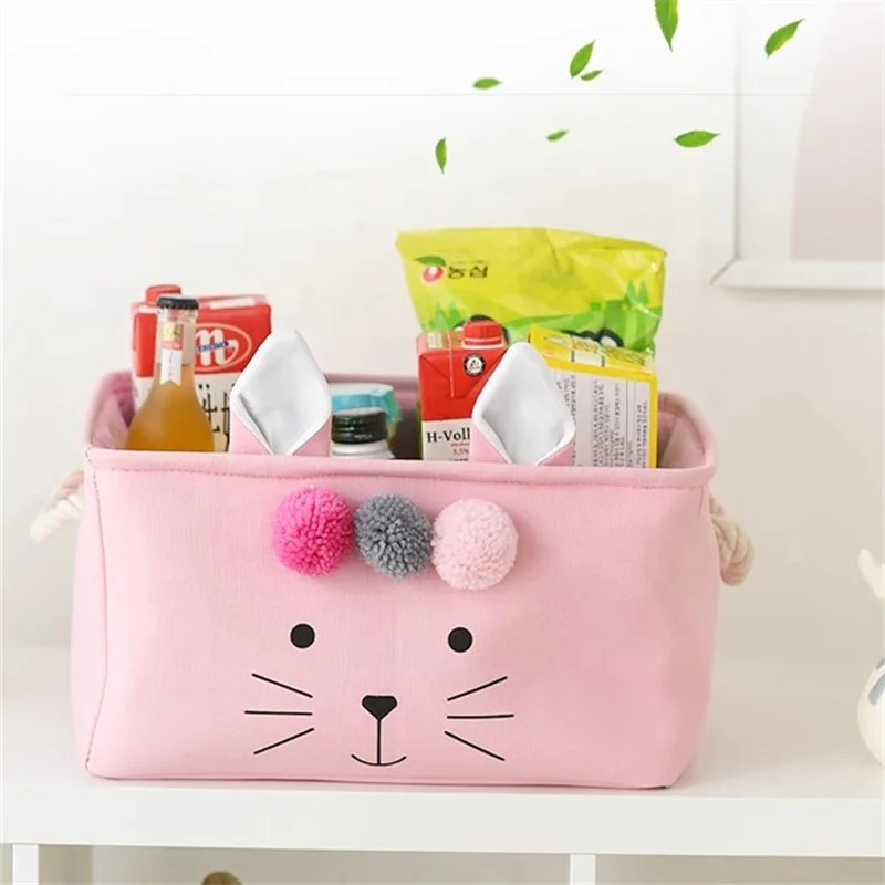 Cartoon kids toys boxes laundry hamper bags Cute socks underwear snacks box bins Folding clothing storage basket with handles