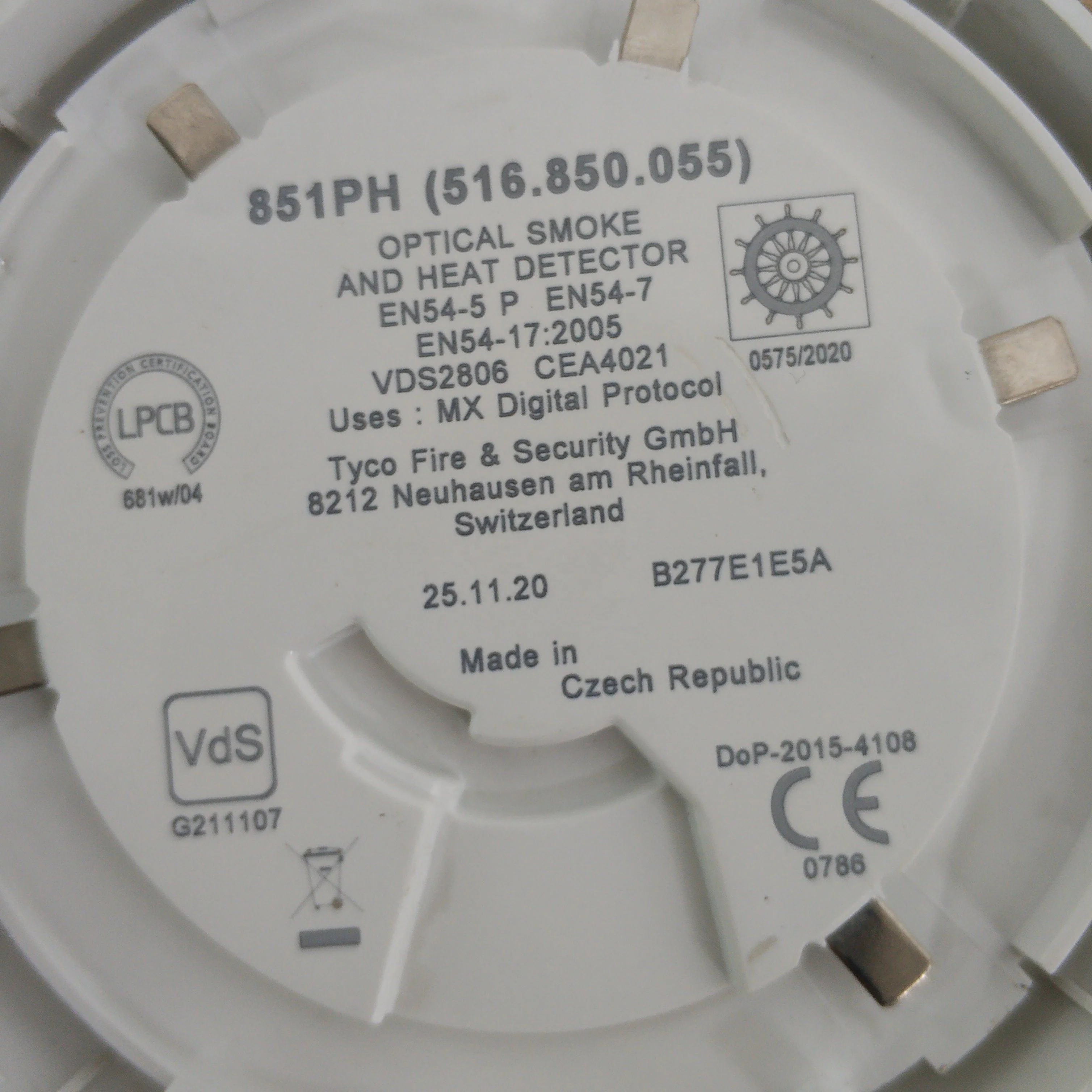 TYCO цифровой адресный фотоэлектронный датчик дыма и тепла 851PH 516.850.055