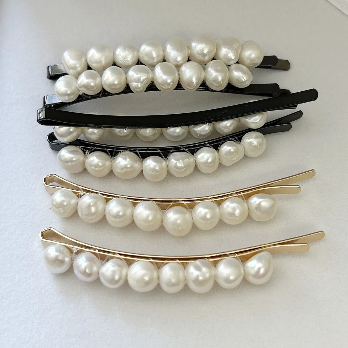 Wholesales Pearl Bobby Pin New Women Baroque Handmade Natural Freshwater Pearl Hair Clips 24k gold plated  and black gun color