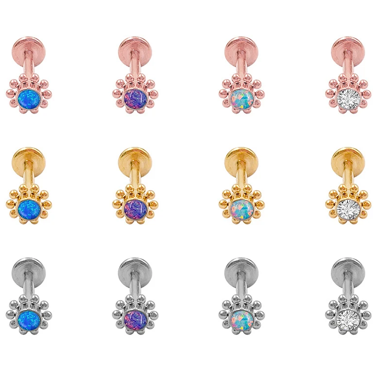 ASTM F136 internally threaded piercing titanium G23 Lip Cartilage Helix Conch  Stud Earring body Jewelry