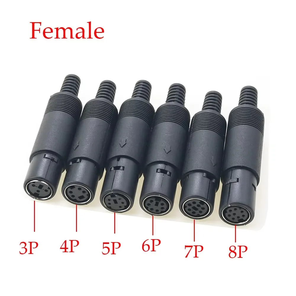Mini DIN Plug 3/4/5/6/7/8 PIN Chassis Cable Mount Male Female Socket 3-8Pin Welding Wire S Terminal Mini PS2 Male Connector